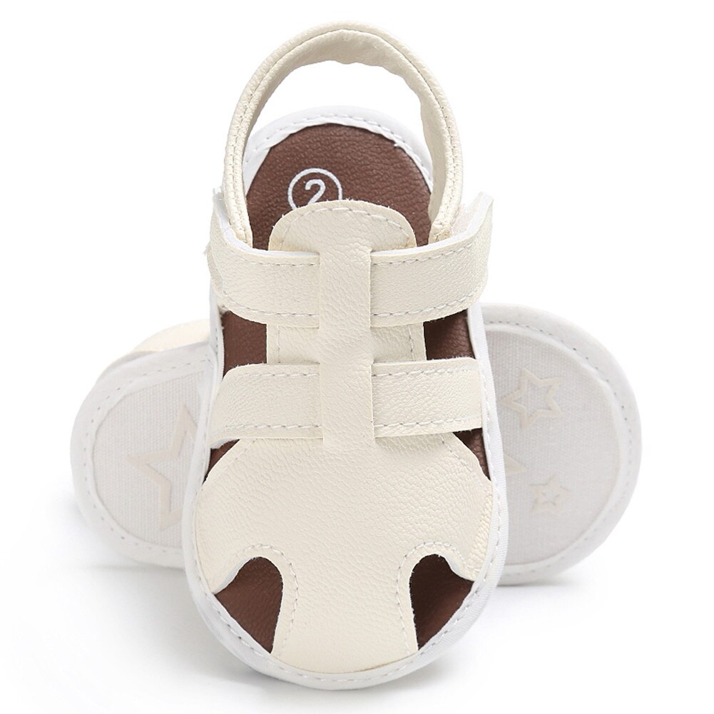 Zapatos de cuna de suela suave para bebés, sandalias de verano de 0 a 18 meses,: White / 7-12 meses