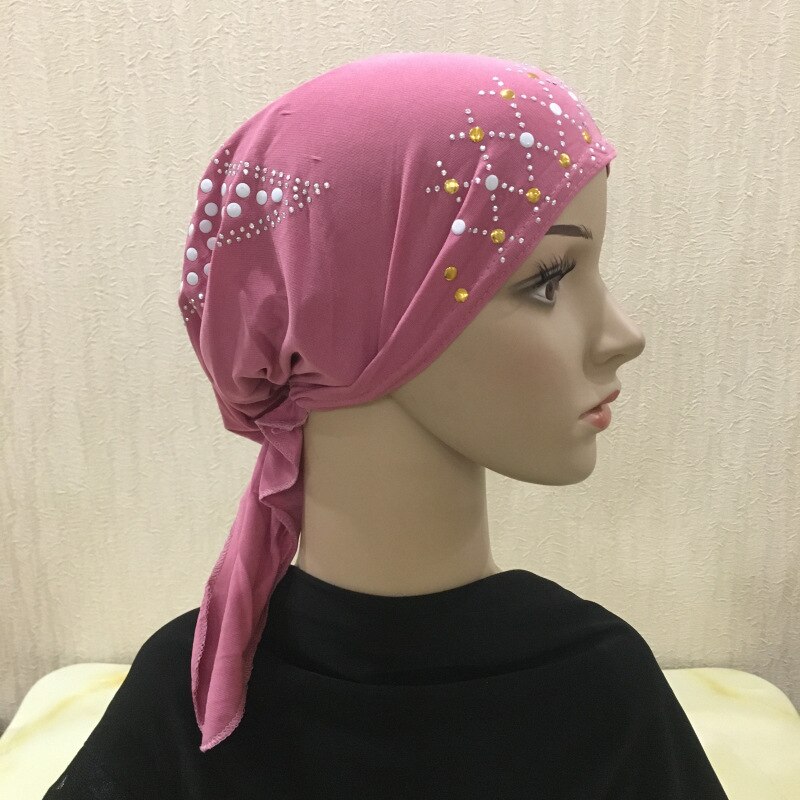 (Paillettes motifs envoyer aléatoire) cristal ITY élastique chapeau musulman hijab turban islamique (Plus de couleurs stock maintenant): 20