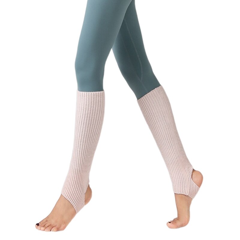 Étriers chauffe-jambes, manchettes de bottes, tricot côtelé, sans orteils, danse, Yoga, chaussettes hautes, R7RF: Nude pink