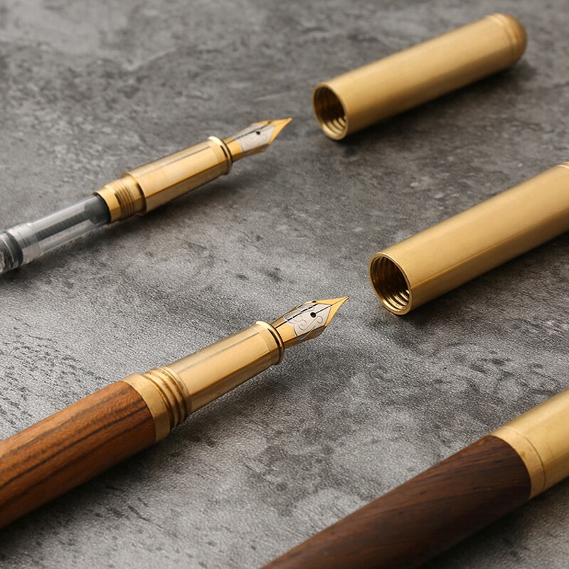 Pluma estilográfica de madera de de lujo, plumas de caligrafía de punta fina de 0,7mm, escritura de Metal, de madera, papelería, suministros escolares de oficina