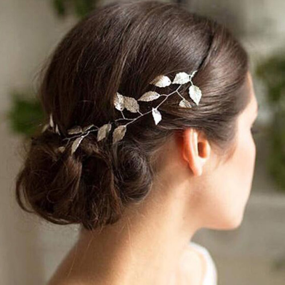 Diadema de hojas doradas para boda, enredadera para el cabello nupcial, joyería para el cabello, diadema para el cabello accesorios para el cabello de boda para mujeres