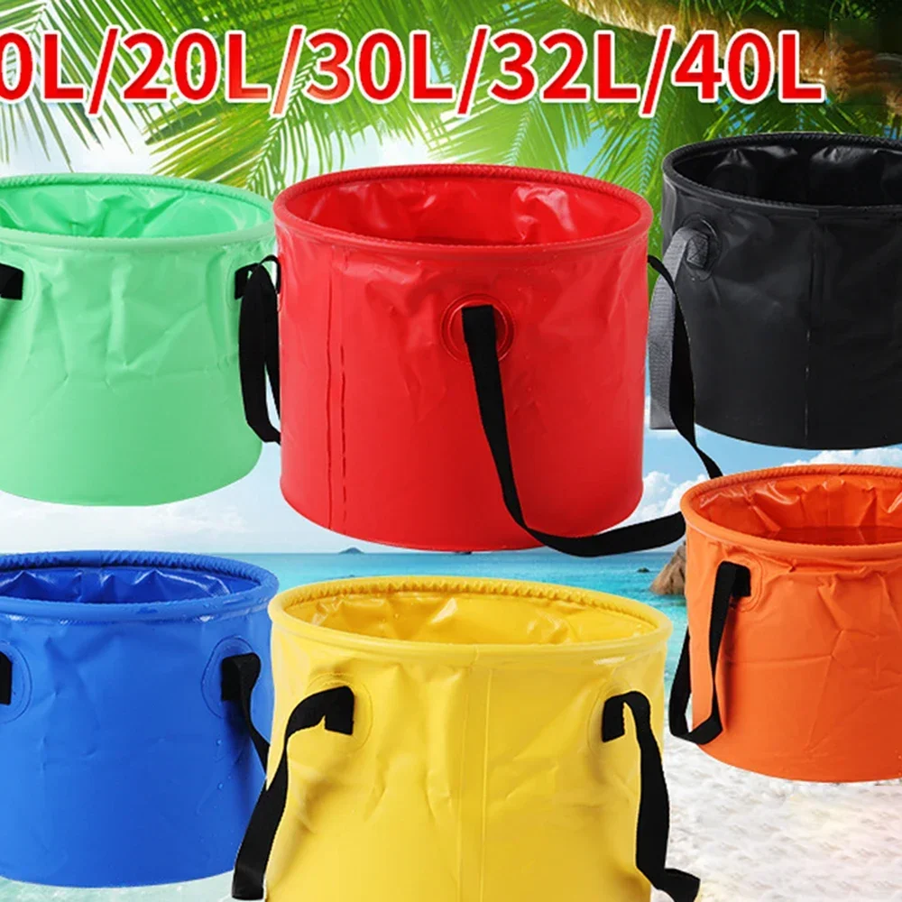 30L Reusable Storage Bucket Collapsible Bucket with Handle, Camping Water Container, Fishing, Picnic