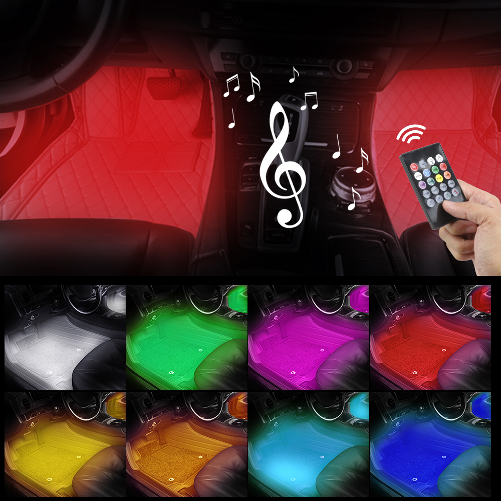 Ambient Lamp Remote/Voice Control Automotive Interior Decorative Lights 24/36/48 LED LED Car Foot Light Atmosphere Lamp