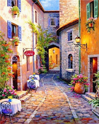 EverShine Painting By Numbers House DIY Kits Drawing Canvas Wall Art Landscape Hand Painted Home Decoration: SZES-2197