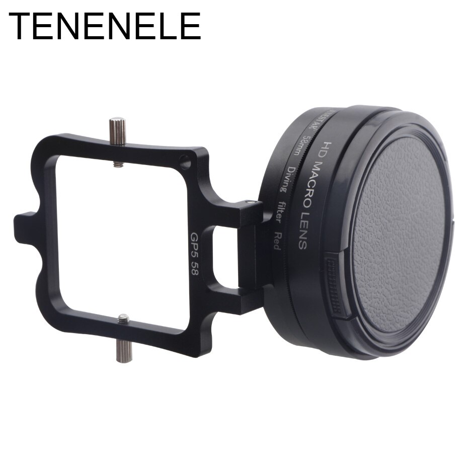 Filtros de cámara deportiva, 58mm, filtro rojo con juego de lentes Macro para GoPro Hero 6/5, filtros de cámara submarinismo negra para Hero