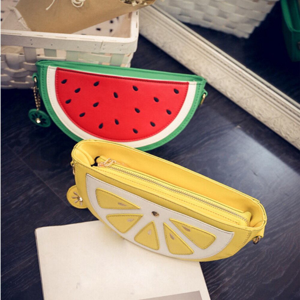 Bolso bandolera de verano dulce para mujer bolsos de hombro de cadena de fruta Linda bolso de cuero para mujer sandía naranja bandolera