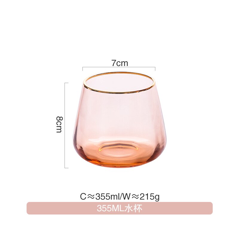 Drinking Glasses Gold Rim Champagne Glass Mug Wine Glass Cup Cocktail Glass Whisky Glass Mugs Dessert Ice-cream Glass: Water Glass-355ml