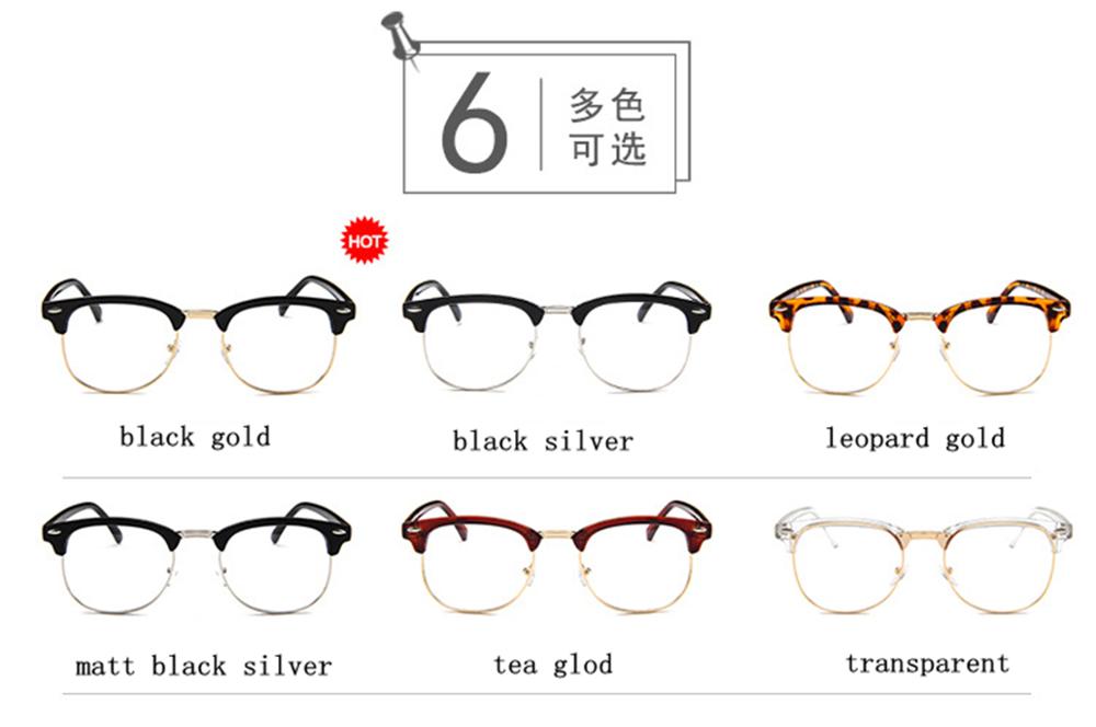 Half Metal Women Glasses Frame Eyewear Men Eyeglasses Frame Vintage Optical Spectacle Frame Spectacles Square Clear Glasses