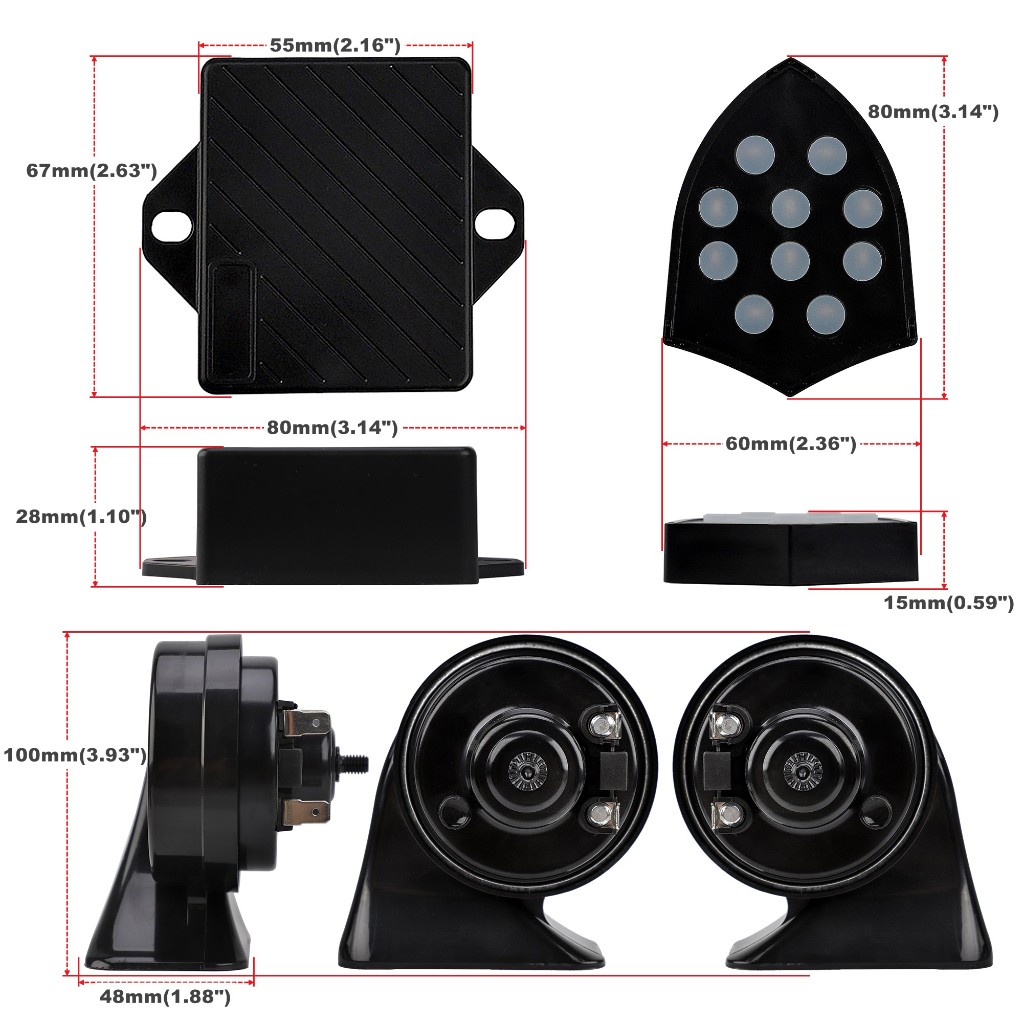 Bocina electrónica Universal de 12V, controlador Musical de 10 sonido, Monitor regulador, trompetas de caracol, sirena eléctrica, accesorios automotrices