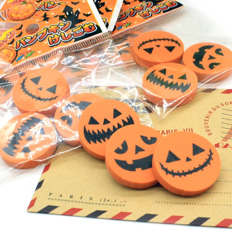 Halloween mini viskelærsett lite gresskar gummi viskelærsett 3 stk/sett