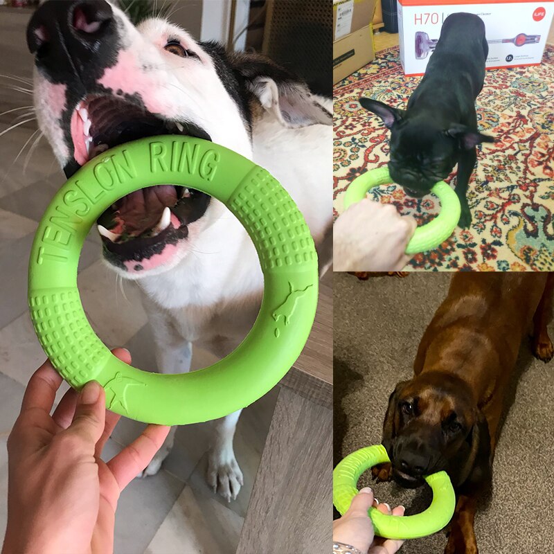 Hundleksaker för stora hundar eva interaktiv träningsring avdragare resistent för hundar husdjur flygande skivor bitring leksak för liten hund