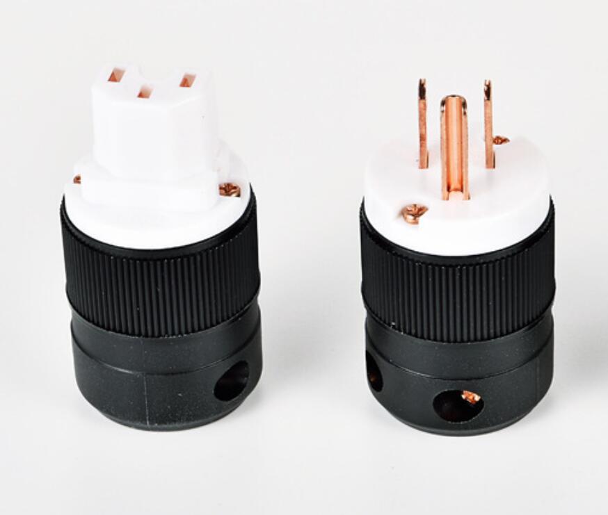 Hifi audio Pair Power plug red copper hifi US power plug IEC connector audio power socket connector for Diy US power cable