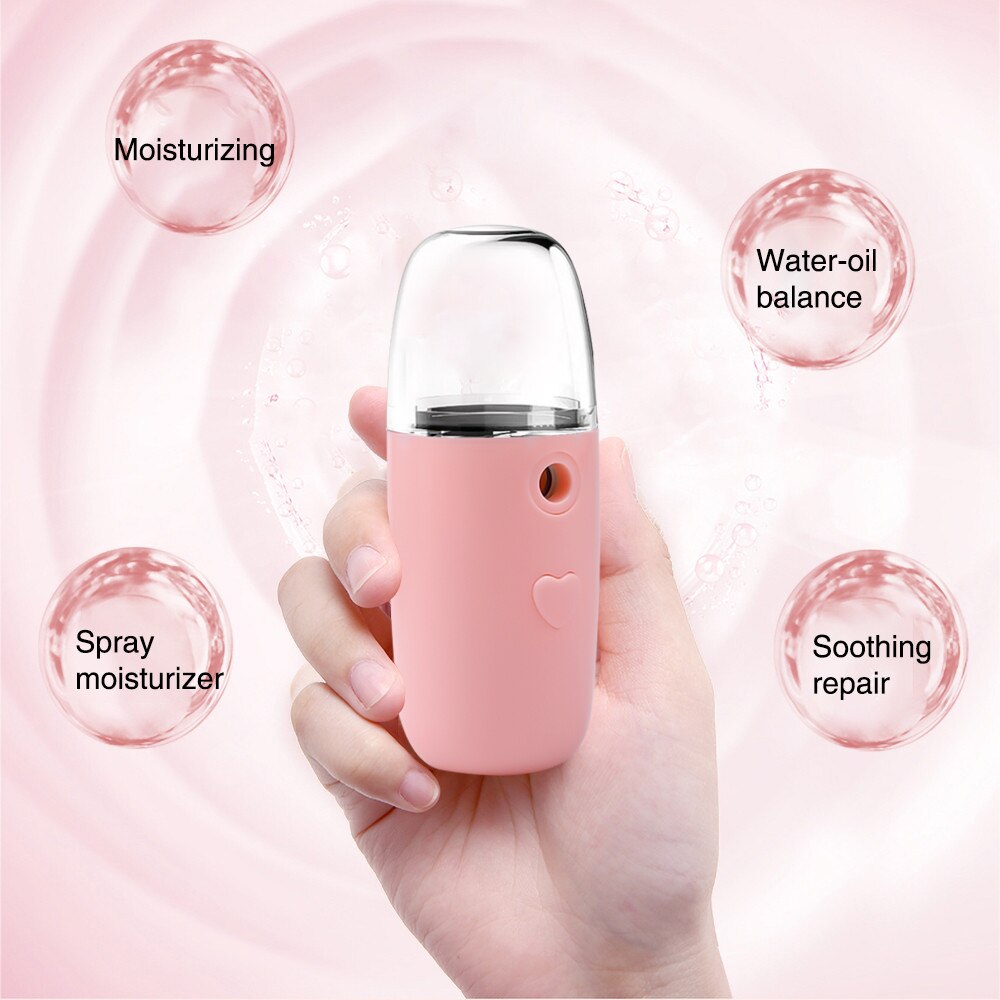 Humidificador de aire pequeño portátil USB recargable 30ML medidor de agua portátil ultrasónico difusor de carga Mini cara al vapor de aceite