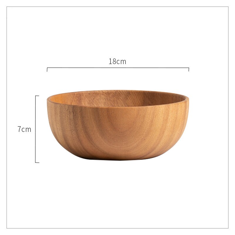 Cuenco de madera hecho a mano de estilo japonés, utensilios de cocina de madera de Acacia, tazón de Ramen para sopa, batidos, utensilio de cocina: 18x7cm