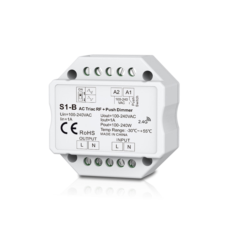 Led Triac Dimmer Bulb Controller Built-in Leading Trailing Edge Dimming Output 100V-240VAC 1A 240W Push Dim Switch S1-B
