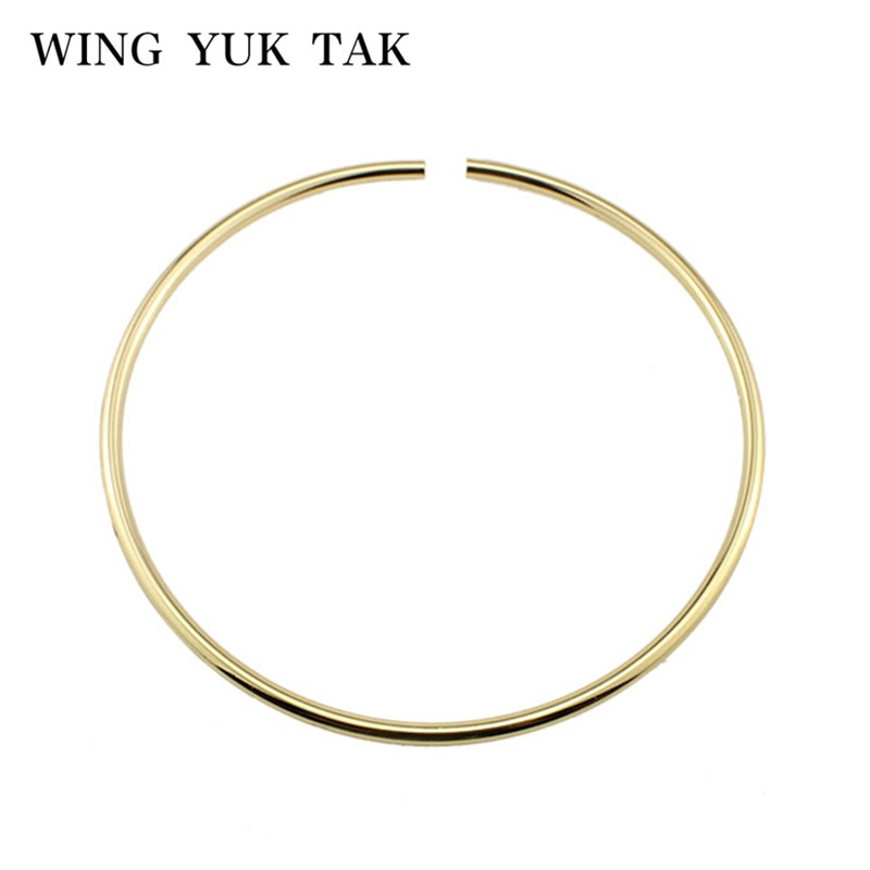 Wing yuk tak klassisk choker torques halskæde enkel rund guldfarve halskæde til kvinder specialtilbud
