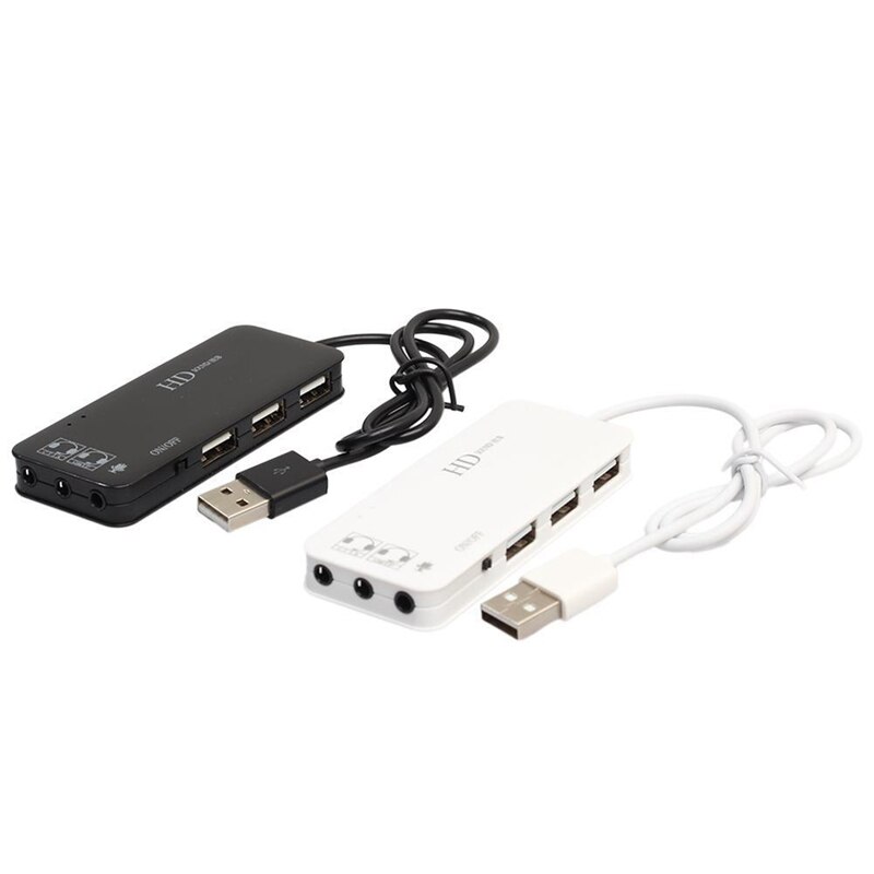AU42 -3 Port Usb 2.0 Hub External 7.1Ch Sound Card Headset Microphone Adapter For Pc