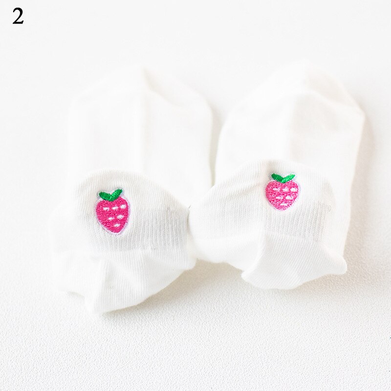 Cartoon Embroidery Fruit Ankle Socks Women Cotton white Short Socks Female Casual Summer Thin Boat Socks Hipster: 2