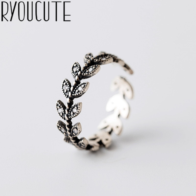 Vintage Retro Blad Zilveren Kleur Ringen Voor Vrouwen Sieraden Maat Verstelbaar Vinger Engagement Antieke Ring