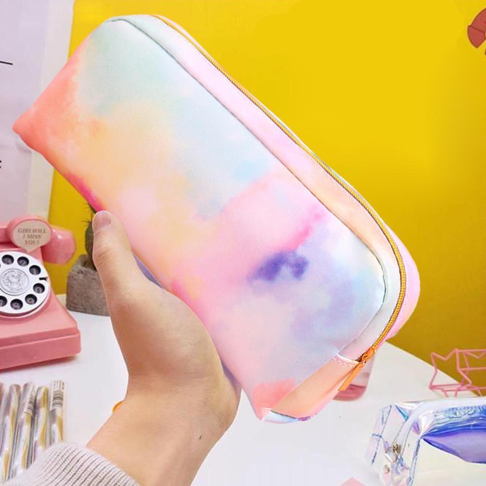 Boîte à crayons rose pour filles, trousse de maquillage, fournitures scolaires, sac de réception de papeterie