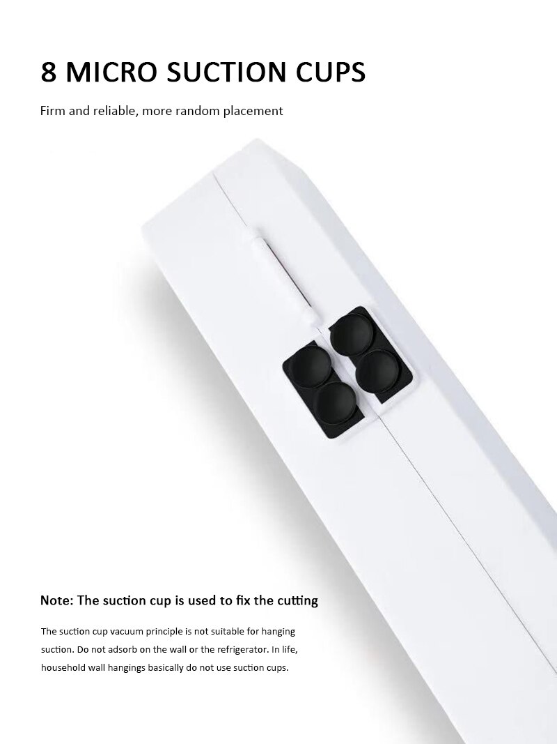 Suction Cup Fixing Plastic Food Wrap Cutter Dispenser Paper Film Kitchen Food Cling Wrap Dispenser Box Cutter For Kitchen Film