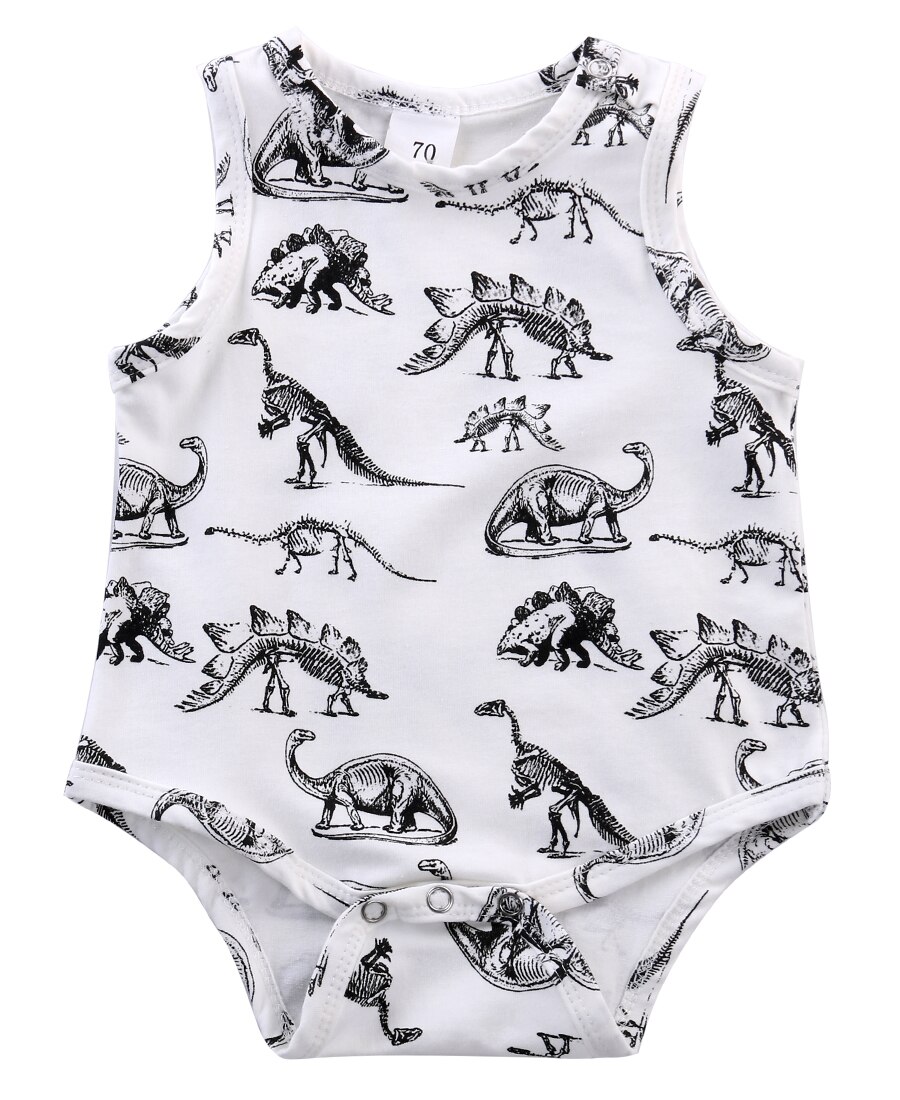 Zomer Romper Baby Baby Meisje Jongen Kleding Dinosaurussen Gedrukt Mouwloze Romper Katoen Outfits: 3M