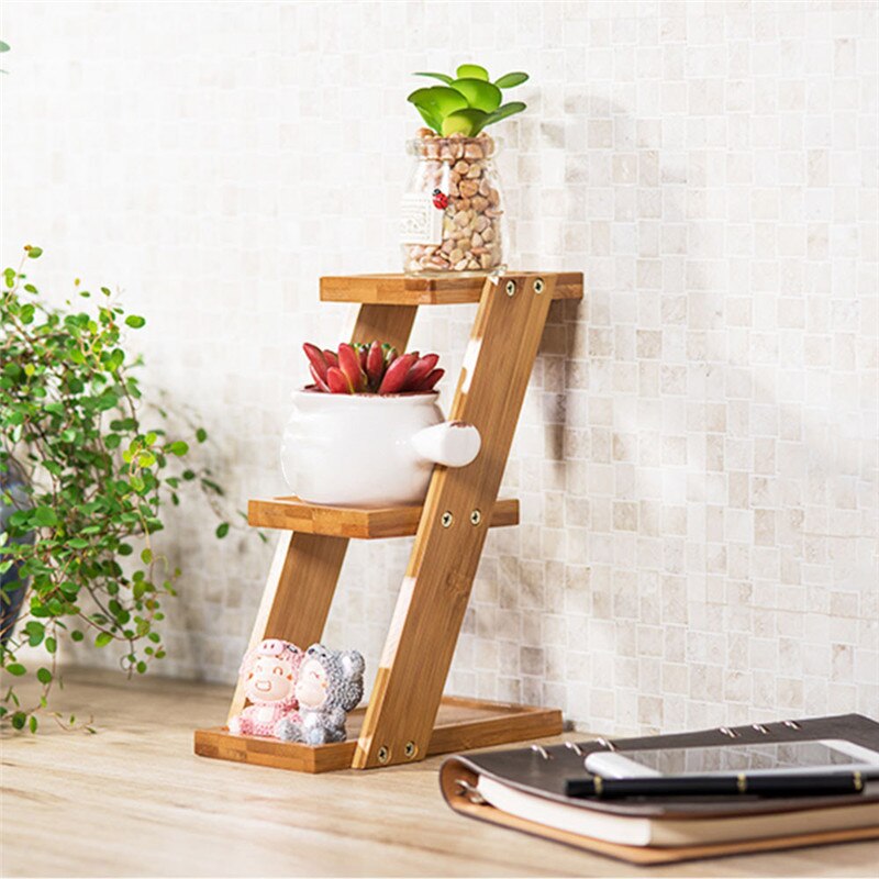 Solid Wood Multi-layer Flower Stand Folding Plant Stand Shelf Holds 3 Flower Pot air Planters Holder