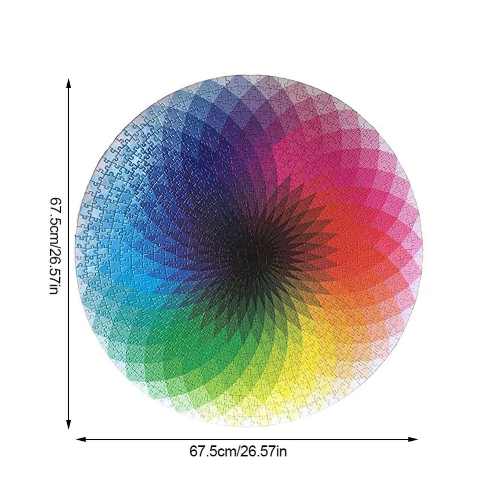 1000pcs/set Colorful Rainbow Round Geometrical Photo Puzzle Adult Kids DIY Educational Reduce Stress Toy Jigsaw Puzzle Paper