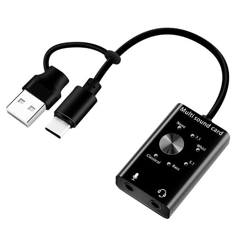 Headset 7.1 External Sound Card for Laptop USB o 3D Sound Card Microphone: Default Title