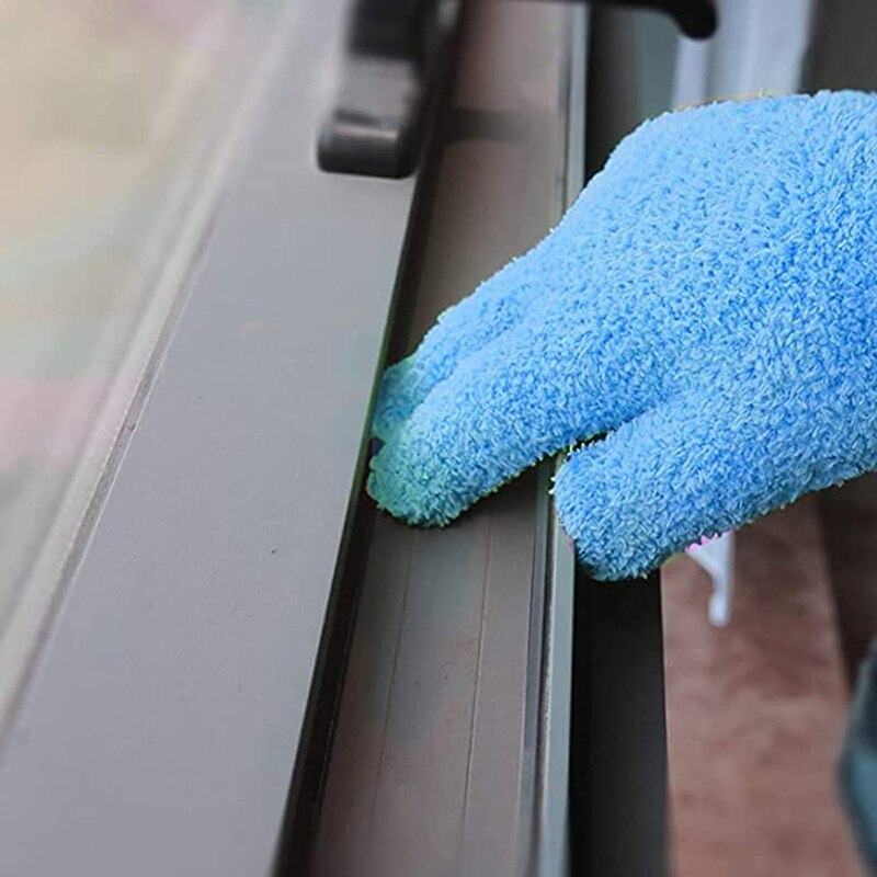 Car Wash Microfiber Dust Removal Gloves Coral Fleece Gloves Clean Five-finger Housework Water Absorbent Dry Hair Gloves