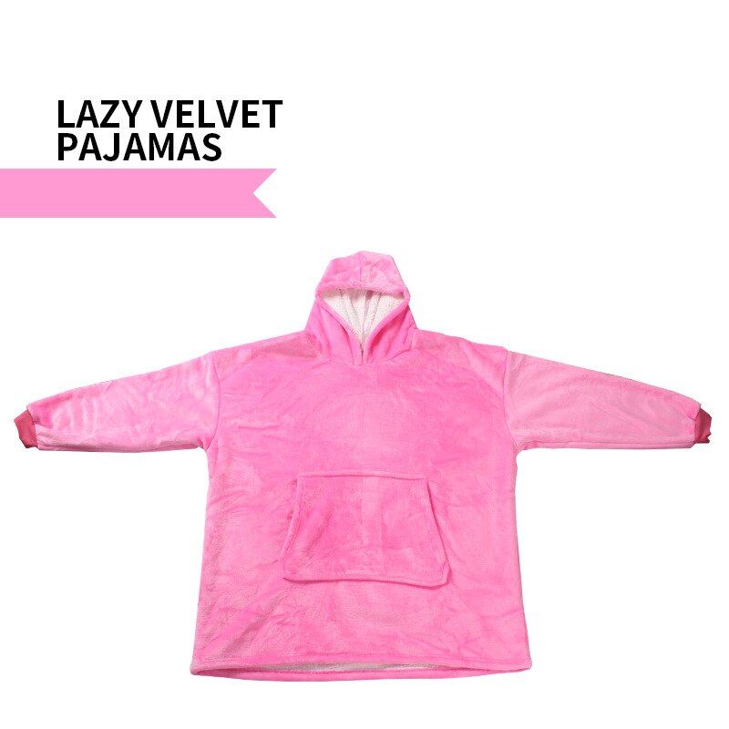 Tv Fleece Sweater Trui Dikke Jassen Flanellen Deken Reizen Fleece Hooded Deken Zachte Wearable Deken Met Mouwen: Pink