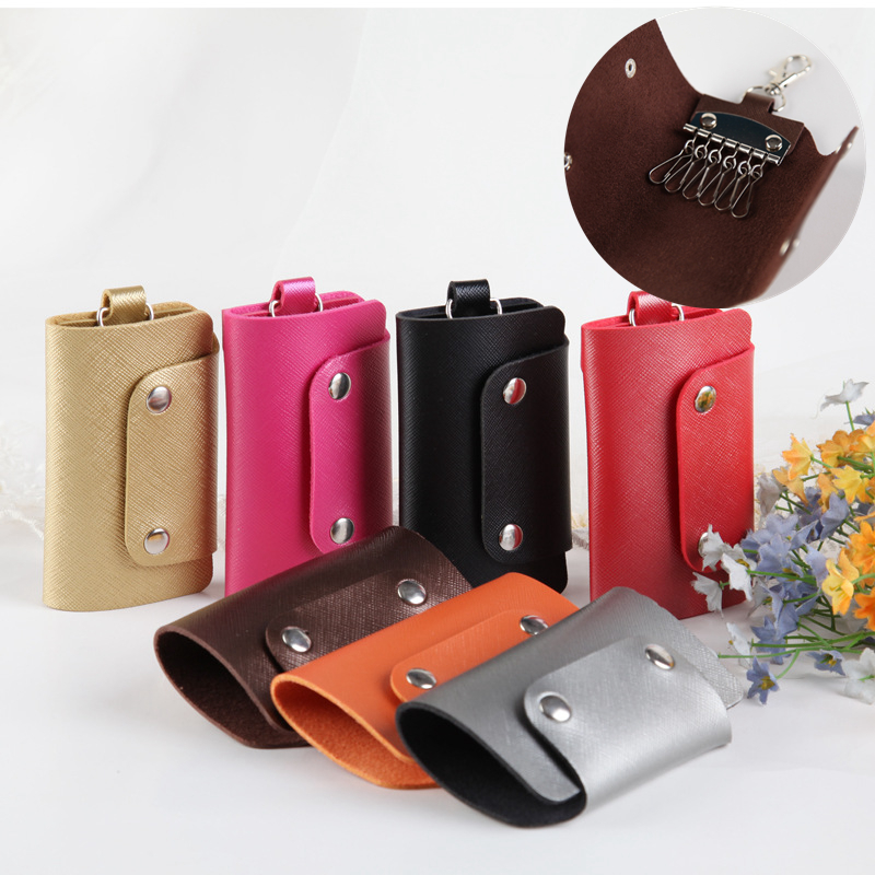 Bærbar pu læder nøglering hængende husholderske opbevaringsholdere nøglering nøgleholder taske etui unisex nøgle spænde cover