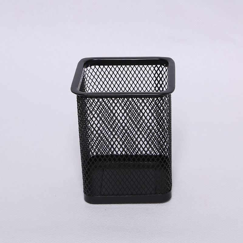 1PC Black Metal Mesh Square Office Organizer Cosmetic Pencil Pen Holders Stationery Container Office Supplies Desk Storage