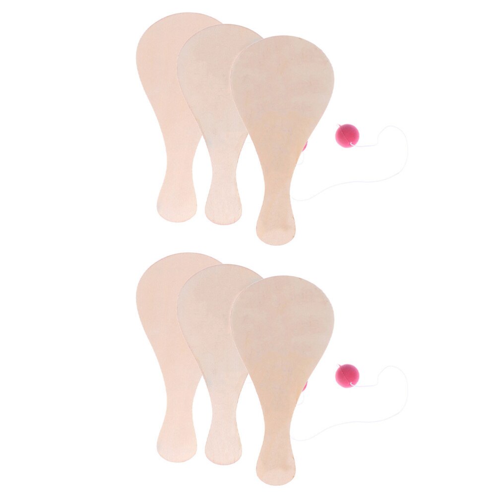 6pcs Hand-painted Wooden Paddle Kid Game Props DIY Graffiti Paddle: Default Title