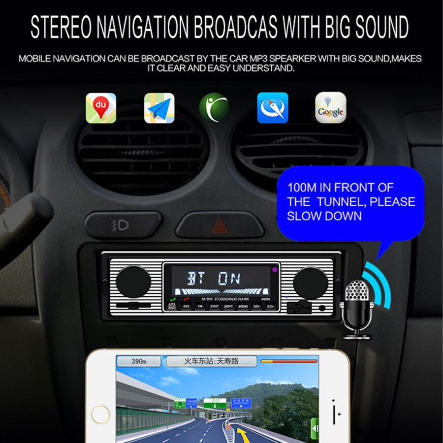Vehicle MP3 Playe Bluetooth 4-channel High Power Output In-Dash Car Stereo Aux USB SD FM WMA MP3 WAV Radio Player