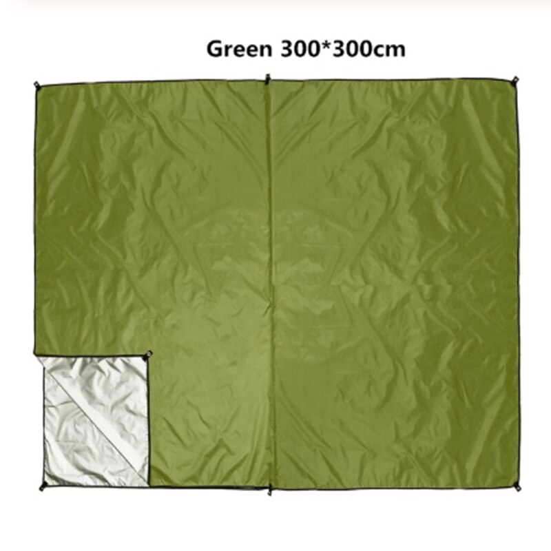 Anti-uv vandtæt hængekøje regnflue telt presenning, hængekøje baldakin 210t ripstop nylon materiale, camping, vandring essentielt udstyr: Grøn