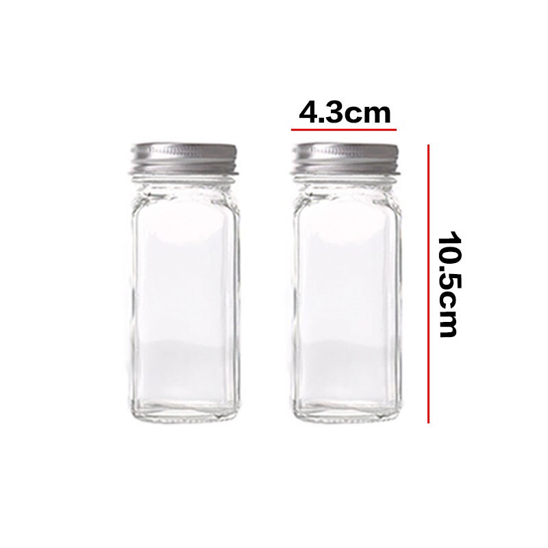 Tarros de vidrio para especias, caja de condimentos, tapa de olla, botella de condimentos, suministros de cocina de vidrio y materiales, juego de botes para salero