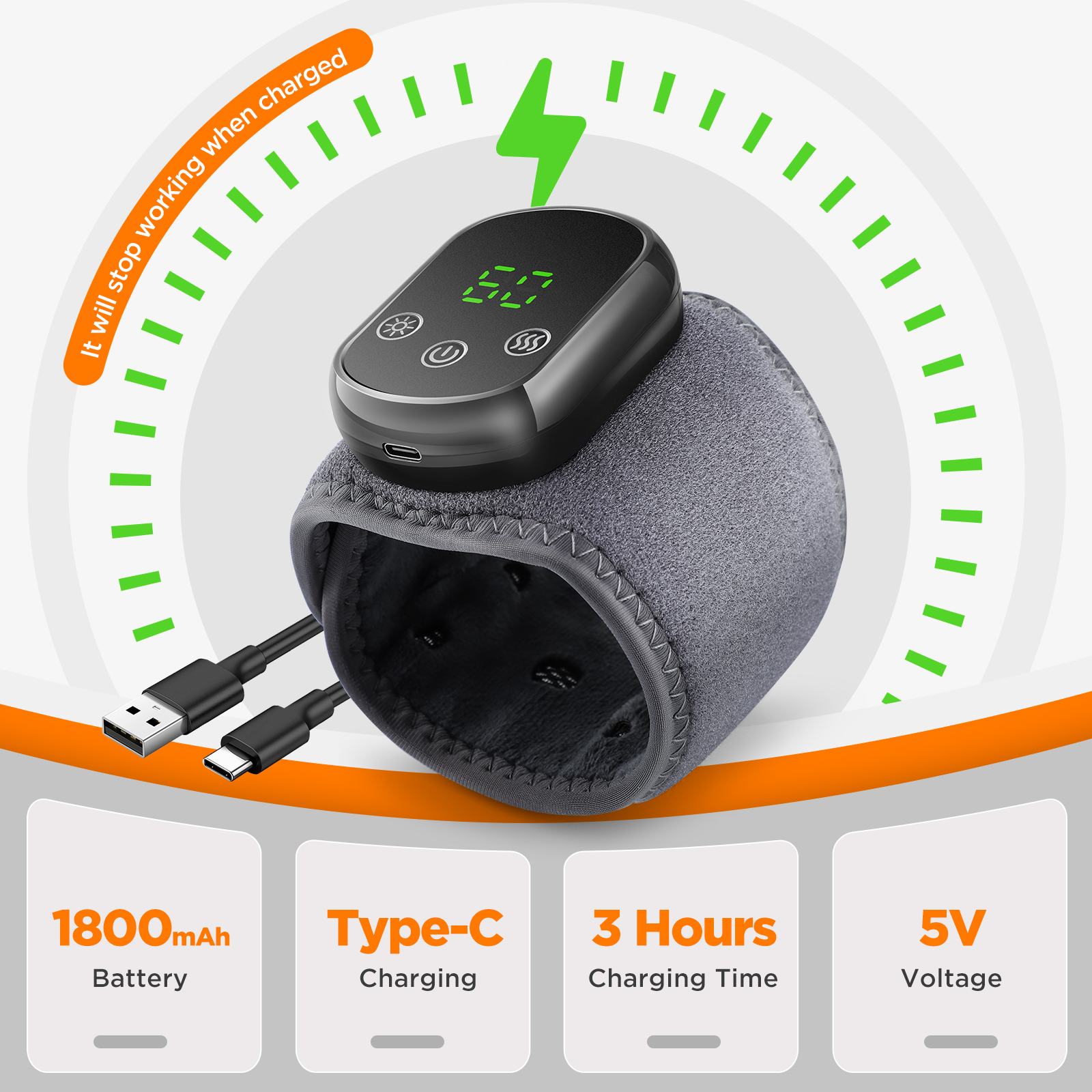 Draadloos enkelverwarmingskussen Elektrische vibratiemassage Verwarmde voethandwikkel voor pols Enkel Oplaadbare verwarmde polsbandbrace