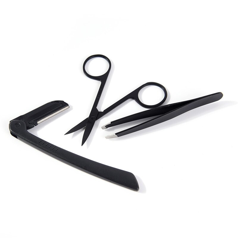 3pcs/set Stainless Steel Eyebrow Cutter Eyebrow Scissors Eyebrow Knife Thrush Set Women Girl Makeup Beauty Tools