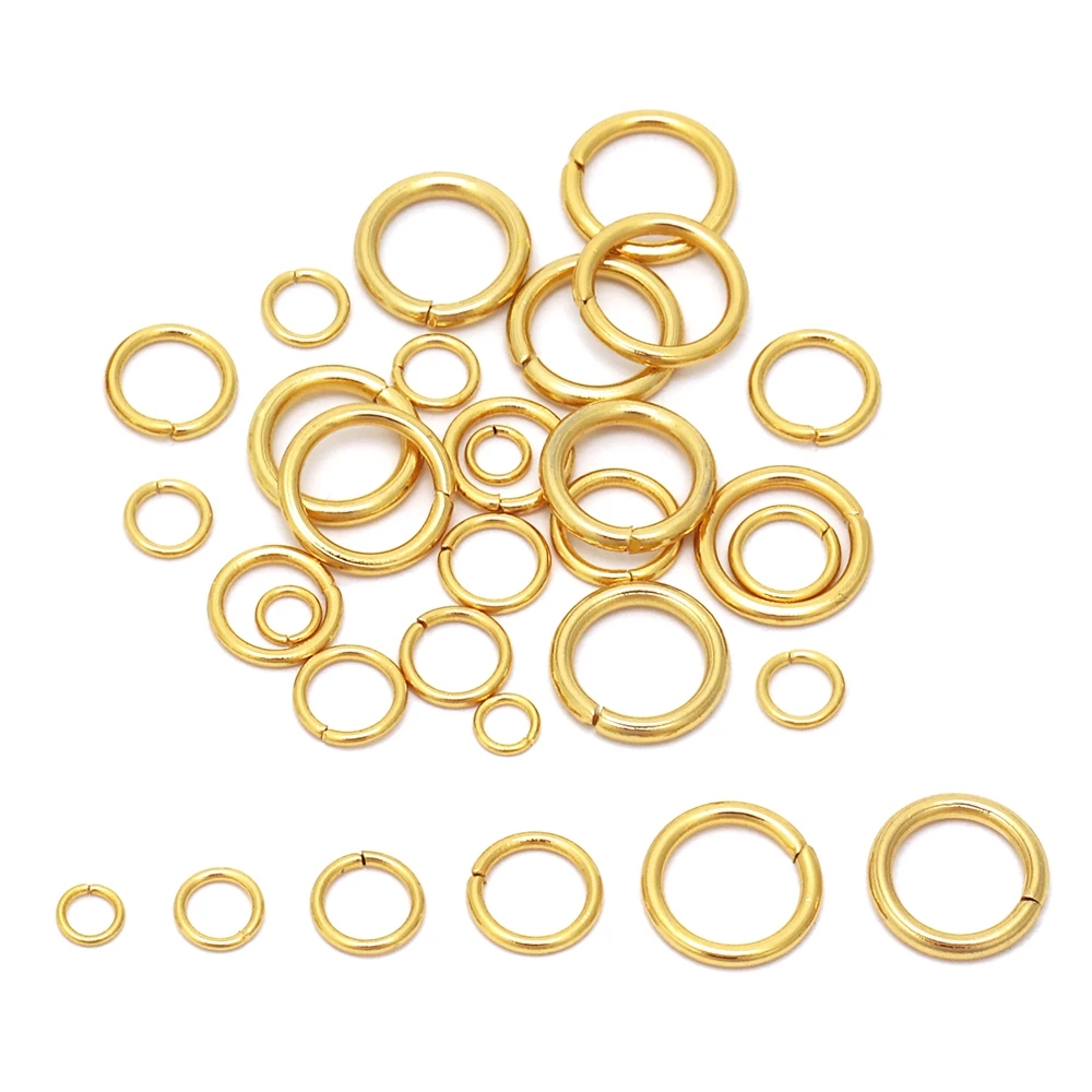 Anillos de salto de acero inoxidable dorados de 4mm, 5mm, 6mm, 7mm y 8mm, conectores de anillo dividido abiertos para suministros de joyería DIY, artículos al por mayor