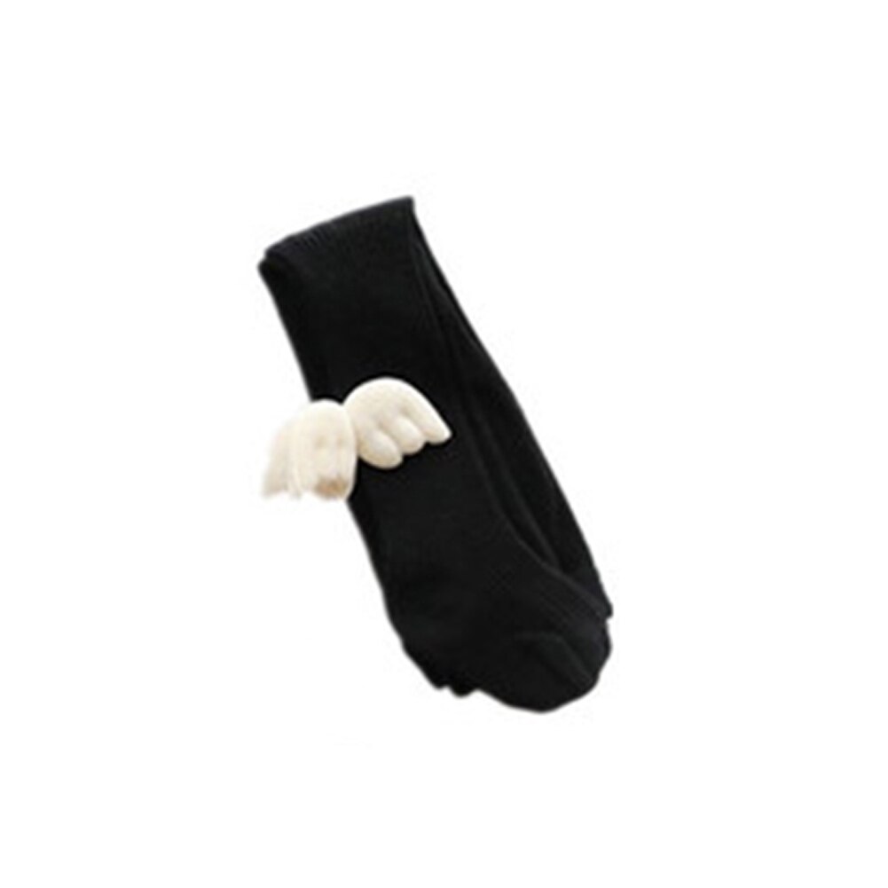 Infantile enfants bébé filles collants ailes d'ange couleur unie câble tricot Leggings doux coton collants: Black / 2-4T