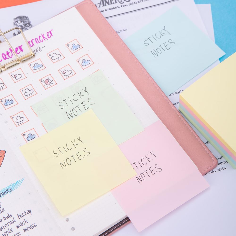 DELI EA01703 Pad Notes 3"*3" Sticky Note 4*100 sheets 4 colors ahesive memo pads yellow pink blue green Office school stationery