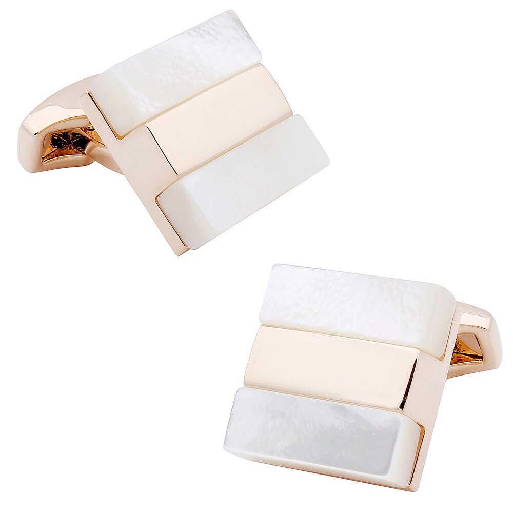 Men Jewelry Mother of Pearl Cufflinks Simple Stone Cufflinks for Men Shirt Nature Stone Rose Gold cuff links