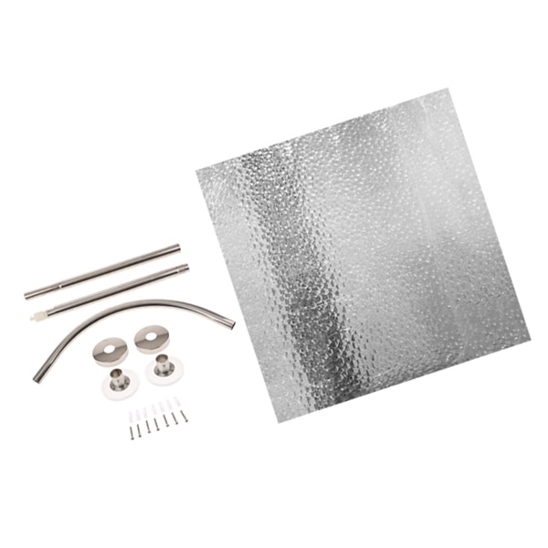 17inch Brushed Shower Curtain Rail Corner Rail Rod With 180x180cm Curtain