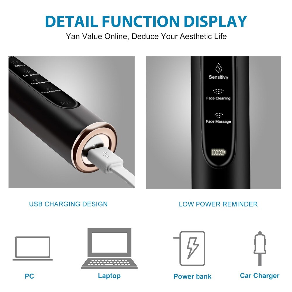 OBELLA T10 Electric Toothbrush 5 Modes USB Fast Charging Tooth Brush Adult Waterproof Toothbrush Face Cleaning Machine