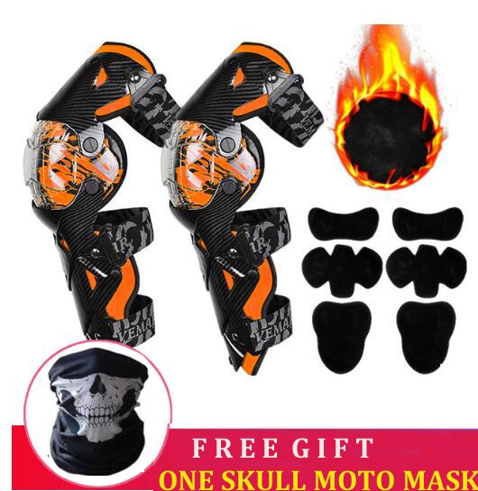 VEMAR Motorcycle Knee Pads Racing Moto Knee Guards CE Motocross Protection Riding Safety Protective Gear Adults Knee Protector: E-18 OG Warm lining