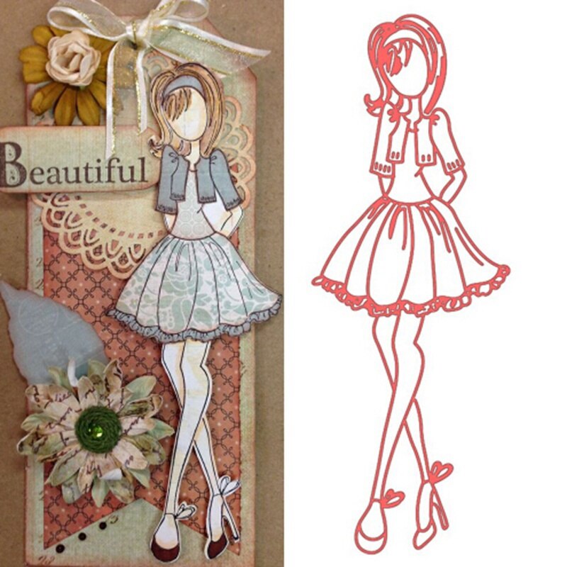 1 ud. Troqueles de corte de Metal con forma de chica encantadora plantilla álbum de recortes repujado decoración de álbum de fotos Tarjeta de papel para hacer manualidades