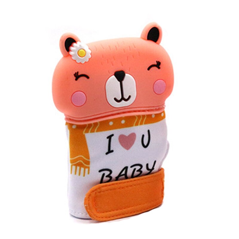 2pz Del bambino Massaggiagengive Guanti Molare Bastone non Tossico silicone morso Bastone Sveglio Del Modello Del Fumetto del Giocattolo