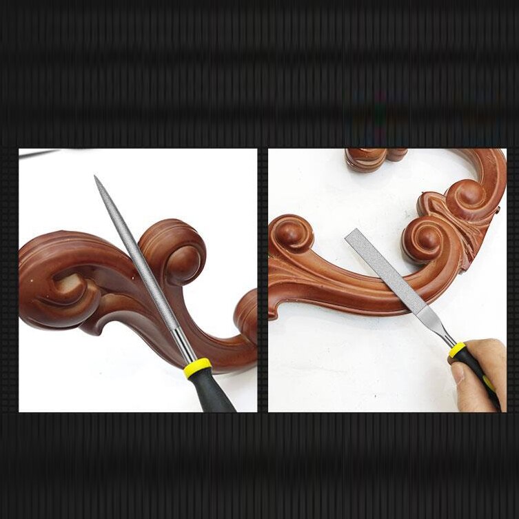 10 Pcs Metal Hand File Set Kit Including Flat, Woodworking Steel Rasp File Round, Triangle, Half Round File and Needle Files