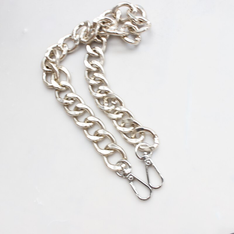 Aluminium väska kedja tjock kedja för väskor handväska kedja axel crossbody väska rem för cluth liten handväska handtag väska tillbehör: Silver- / 60cm